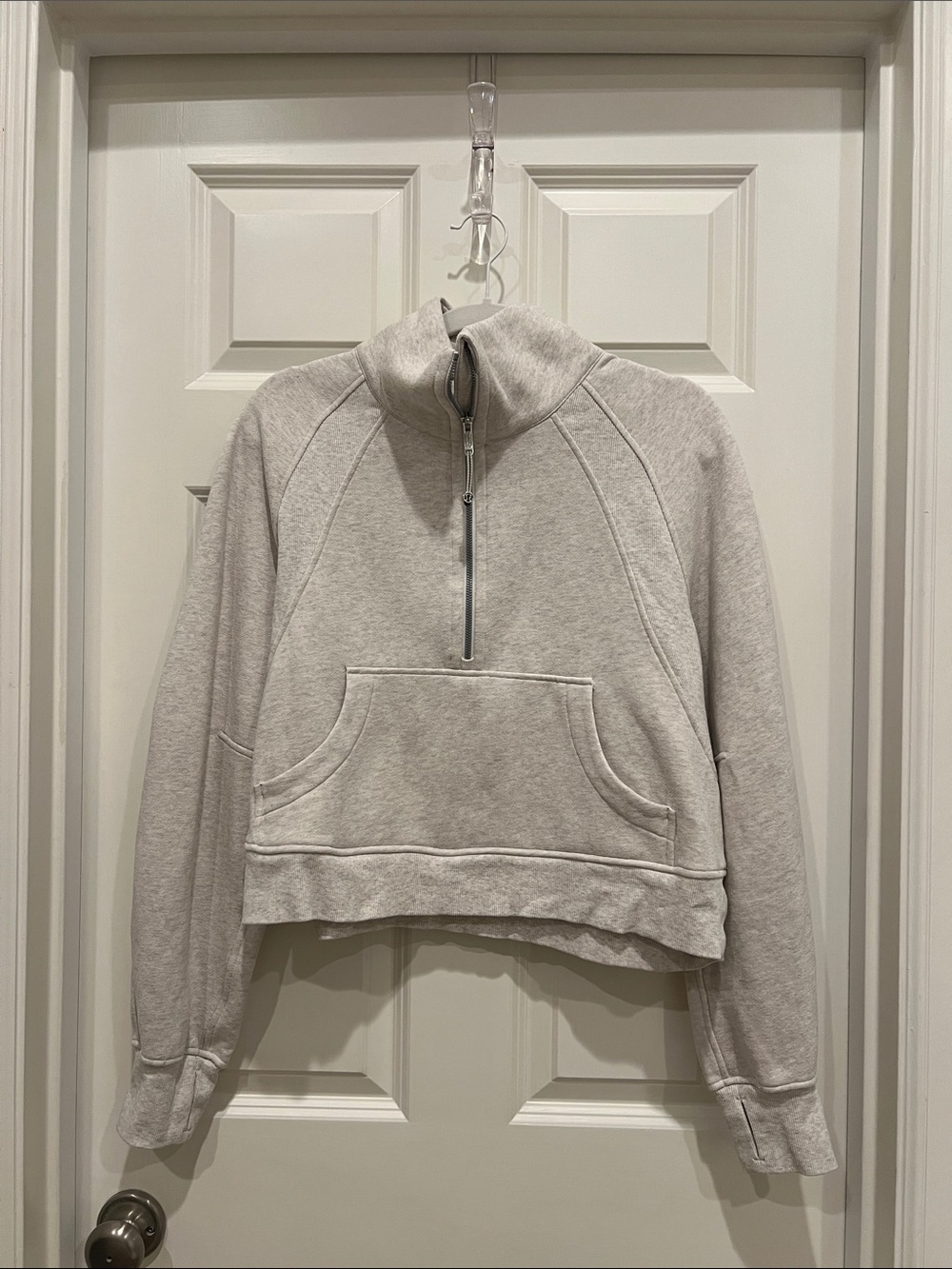 lululemon Light Gray Cropped Half-Zip Pullover